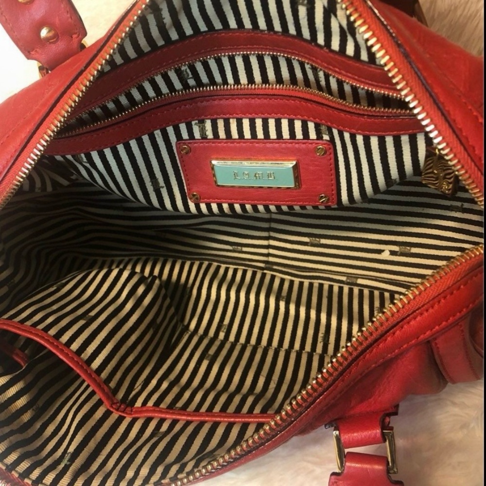 L.A.M.B. Red & Orange Alston Saddle  Y2K White Era Handbag - Picture 5 of 16